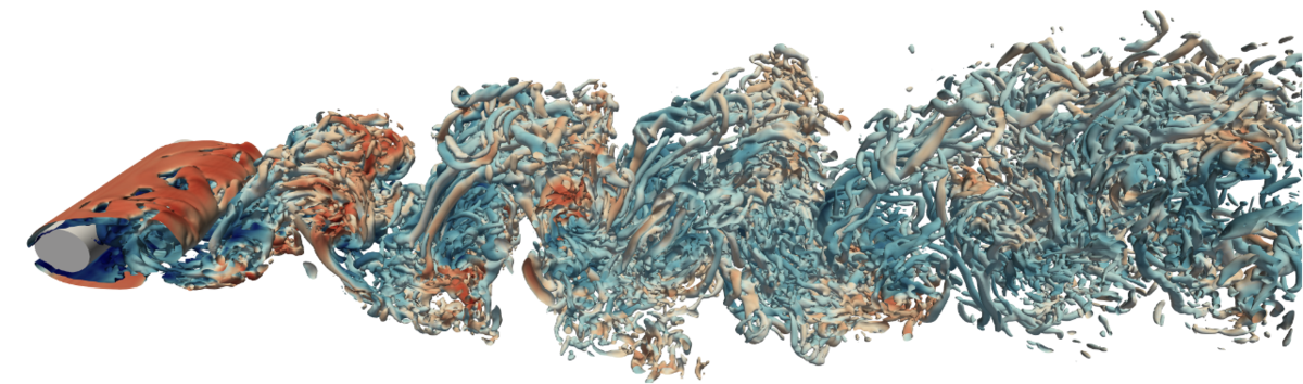 Turbulent flow around a 3D cylinder